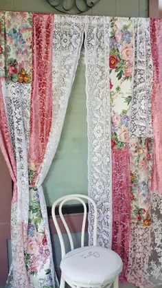 RESERVED for Gayle Curtains Pink Velvet and Lace-IN STOCK |  اتسی