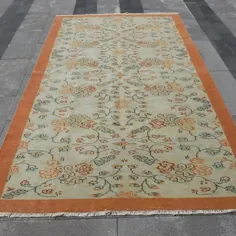 فرش نارنجی فرش منطقه ای فرش فرش فرش بژ فرش اتاق نشیمن |  اتسی