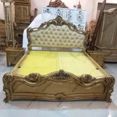 تخت خواب طرح گل با بهترین کیفیت - رنگ طلایی -YT-133