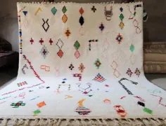 فرش بزرگ مراکشی فرش چهارخانه فرش رنگارنگ Beni Ourain |  اتسی