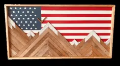 تزیین دیواری دیوار چوبی کوه کوهی پرچم روستای کلرادو |  اتسی