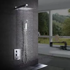 مجموعه شیر دوش نیکل دوش برای فناوری تزریق هوا در حمام - سر دوش باران مربعی 12 اینچ - نصب آسان - سازگار با محیط زیست