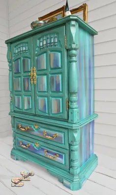 Boho Armoire، Vintage Dresser، Nursery Decor، Boutique، Craft Room Storage، Chest of the drawers، Pantry، Vintage Armoire