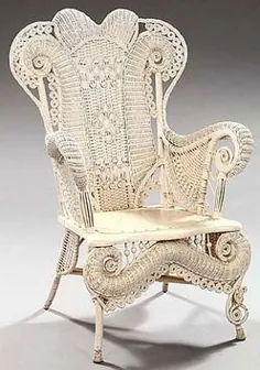 مبلمان: حصیری  ویکتوریا ، صندلی گهواره ای ، مهره هایی با مهره و حلقه ، اسپیندل استیک و توپی.