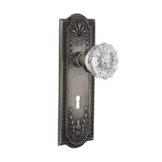 Nostalgic Warehouse Meadows Plate Interior Mortise Crystal Glass Doob in Antique Pewter-704871 - انبار خانه