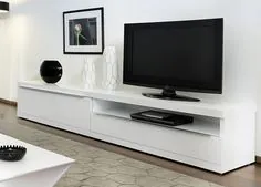 Meubles tv، meubles et rangements، TemaHome VALLEY meuble tv design blanc avec niche de rangements et 1 tiroir