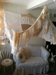 تختخواب سایبان Shabby Chic Curtain Canopy uphycled Bohemian Hippy |  اتسی