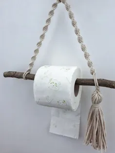 نگهدارنده رول Macrame نگهدارنده حوله کاغذی طناب دستمال توالت / آویز دو TP تزئینی خانه بوهمی لوازم جانبی حمام Boho لوازم جانبی حمام تزئینی دیوار روستایی