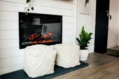 شومینه راک راک تبدیل به Shiplap Electric Fireplace Makeover - Nesting With Grace