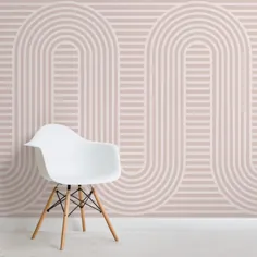 نقاشی دیواری کاغذ دیواری منحنی و راه راه صورتی ذن