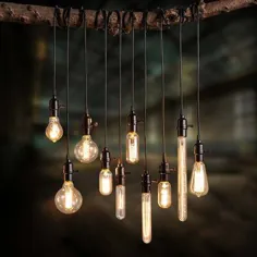 17 داستان Vintage Industrial Loft Exposed Bulb Mini Pendant 1-Light in Black