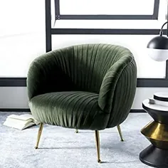 صندلی لهجه ای مخملی سبز زیتونی Ottillia Shell Glam Safavieh Couture