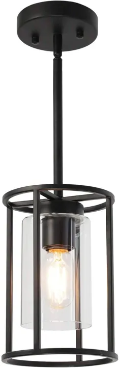 VINLUZ Farmhouse Lighting Lighting Black Mini 1-Light Light with Shade Glass معاصر آشپزخانه مدرن چراغ جزیره چراغ سقف آویز لوستر برای اتاق ناهار خوری راهرو سرسرا