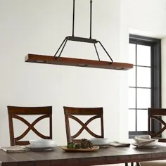 Scott Living Oakmont Wood / Black Industrial Linear LED Kitchen Island Light Lowes.com