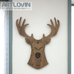 53.0US $ | DIY 3D Creative Wooden Deer Head Clock Wall Wall Home تزئینی تزئین سوزن ساعت دیجیتال اتاق نشیمن دکو طراحی مدرن | دکوراسیون خانه ساعت | طراح ساعت دیواری دیواری - AliExpress