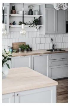 ikea آشپزخانه سفید و خاکستری