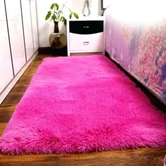 FAUX FUR LUXURY HOT PINK 4'x5 'AREA RUG