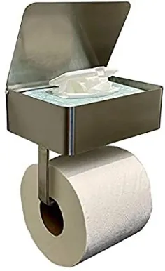 نگهدارنده کاغذ توالت و توزیع کننده دستمال مرطوب قابل شستشو برای حمام |  ذخیره بزرگسالان ، آقایان ، زنان ، پاک کننده های زنانه |  نیکل براق دیواری از جنس استنلس استیل |  طراحی های ماه روز
