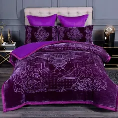 ست راحتی 3 تکه Super Soft Warm Flanece Fleece Microfiber Reversible Sherpa Comforter For Bed، King Size 79 inchx91 inch، 7.5lb، Purple