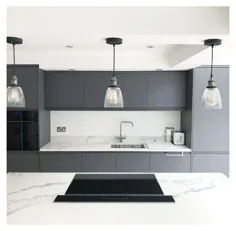 طراحی داخلی آشپزخانه خاکستری مدرن