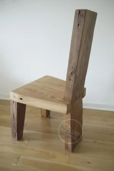 صندلی ناهار خوری چوبی اصلاح شده.  صندلی روستیک  ناهار خوری دست ساز |  اتسی