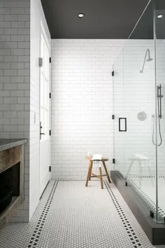 حمام سبک سیاه و سفید با سقف نقاشی شده سیاه و سفید - مصنوعی - حمام