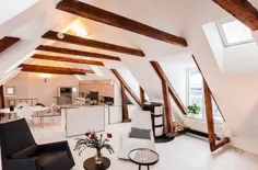 طراحی اسکاندیناوی: اتاق زیر شیروانی با نمای پشت بام ها