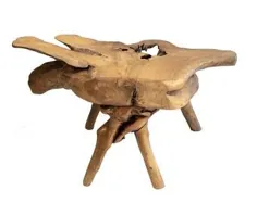 مبل مدرن به شکل L ساخته شده از چوب جامد ساج |  بدون کوسن