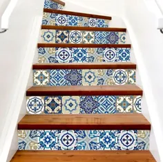 تابلوچسبها وینیل آبی مراکش پرتغال کاشی Azulejo / آشپزخانه / حمام Backsplash / دیوار / پله / کف / برگردان مبلمان / پوست و چوب متحرک