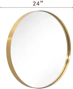 آینه گرد طلا ANDY STAR ، آینه دایره ای برنجی 24 اینچ با قاب فلزی ضد زنگ طلای براق ، آینه دیواری برای حمام ، ورودی اتاق نشیمن ، اتاق خواب