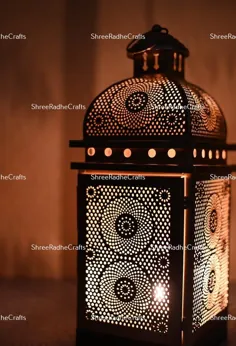 چراغهای رومیزی آهن فانوس طلایی مراکشی عتیقه مراکش آویز فانوس مغناطیسی Oriental H