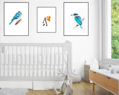 هدیه عاشق پرنده چاپ پرنده نقاشی پرنده نقاشی رابین |  اتسی