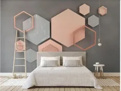 کاغذ دیواری سه بعدی استریو شش ضلعی هندسی مدرن ساده هنر خلاقانه دیوار نقاشی اتاق نشیمن تلویزیون پس زمینه دیوار دکور