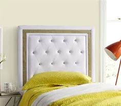 تخته خواب خوابگاه کالج وایت Tavira Allure® با تزیین ملافه خوابگاه حاشیه کریستال طلایی
