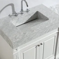 طراحی المان Odyssey 88 "Double Ramp Sink Bathroom Bathly White in White with Carrara Marble Top - Walmart.com