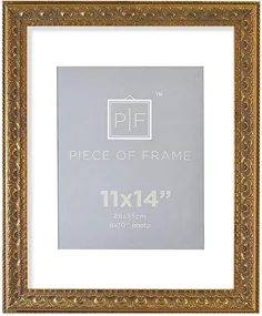 Golden State Art ، قاب عکس تزئین شده 11x14 ، با حصیر سفید برای تصویر 8x10 و شیشه واقعی ، رنگ: برنز