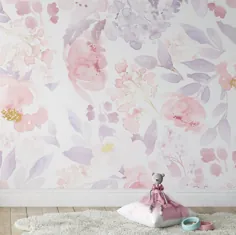 کاغذ دیواری متحرک PRIM BLUSH Floral Nursery Wall Decor |  اتسی