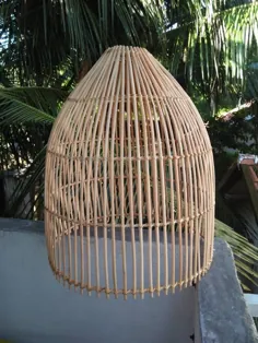 لامپ آویز بزرگ بامبو Boho Chinese Lantern Bamboo Lampsicker لوستر