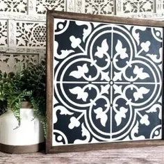 رنگ سفارشی دیوار کاشی مراکشی - نشانه چوبی به سبک مراکشی - 9.5 "x 9.5"
