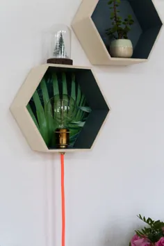 قفسه دیواری DIY با لامپ و کابل منسوجات - زمین و گوگرد