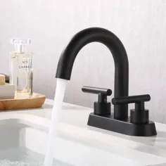 شیر آب حمام مشکی مات KES مدرن 4 اینچ Centerset Vanity Sink Faucet Brass، L4117LF-BK