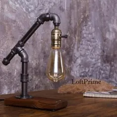 لامپ لوله گاز ، لامپ دست ساز ، لامپ متفکر ، لامپ استیم پانک ، لامپ صنعتی ، چراغ لوله لوله کشی ، لامپ میز کار صنعتی ، لامپ لوله آهن سیاه