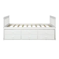 تخت خواب پلت فرم دوقلو سفید Harper & Bright با Trundle و دراورها-SH000076KAA - انبار خانه