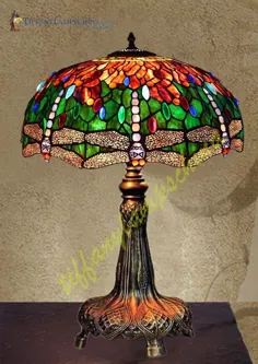 Waterlily_Dragonfly_Sculpture_Tiffany_Lamp-S22KK2 - چراغ های مجسمه سازی - تولید کننده لامپ های مدرن تیفانی