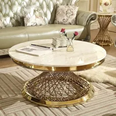 میز قهوه سنگ مرمر مدرن مدرن سبک سبک ایتالیایی میز نشیمن مجلل بزرگ و بزرگ میز خلاقانه طلایی ضد زنگ