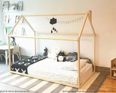 تخت کودک نوپا تخت خواب شکل تختخواب سفارشی تخت خانه چوبی کودکستان |  اتسی