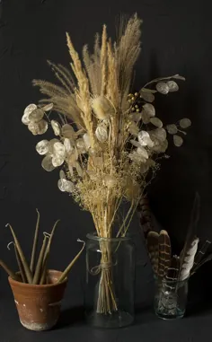 20 ساقه گندم ریش سیاه دسته گل پاییز زمستان سیاه و سفید |  اتسی