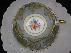 فنجان چای پاراگون پرانتز و طومار بشقاب و طرح گل |  اتسی