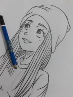 نقاشی دختر انیمه با مداد