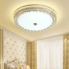 چراغ سقفی اتاق خواب LED شیشه ای سفید با لهجه کریستال ، چراغ های نصب 12 "W W